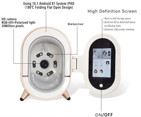 Dispositivo facial diagnóstico da dermatologia do analisador facial da pele do varredor 50HZ